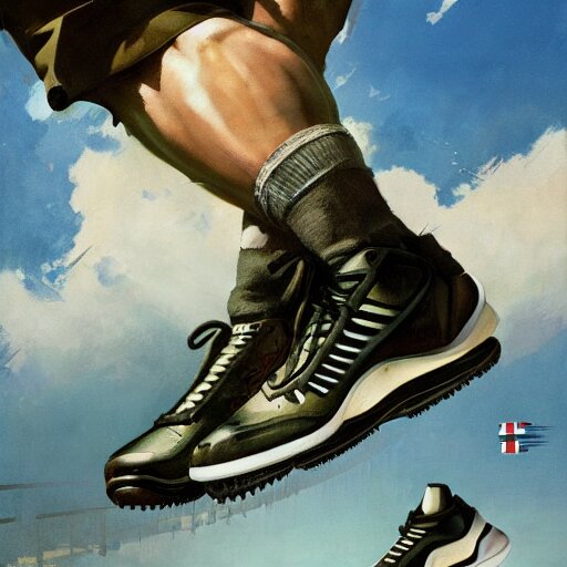 hitler advertises nike sneakers, hyperrealism, sharp focus, 4 k resolution, ultra detailed, style of ron cobb, adolf hiremy - hirschl, syd mead, ismail inceoglu, rene margitte 