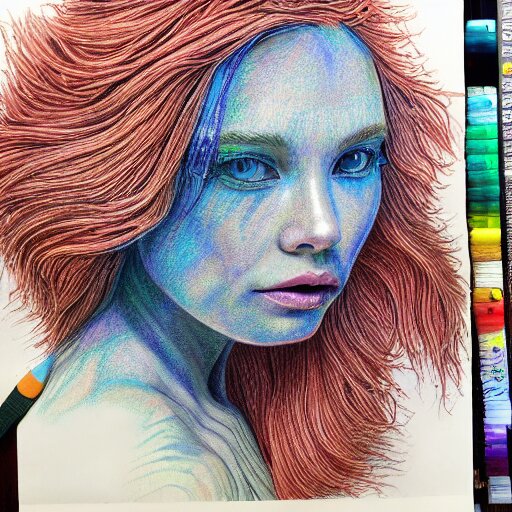  Colored pencil art on paper, Psychosis, highly detailed, artstation, MasterPiece, Award-Winning, Caran d'Ache Luminance