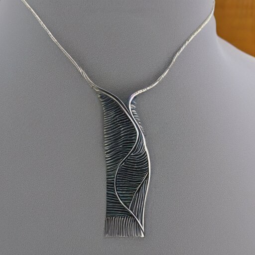 amulet of wave inlaid in silver on a young beautiful woman neck, hyper realistic, 