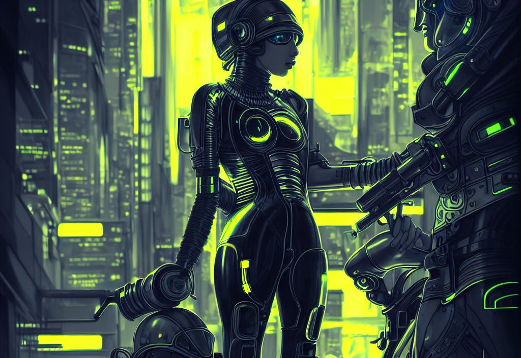 futuristic armor dark grey hair ploice girl, metallic black and yellow color wardrobe, in cyberpunk lights shibuya japan reflected night, ssci - fi, neon light and fantasy, intricate and beautiful, highly detailed, concept art, smooth and sharp focus, illustration, art by tian zi and wlop and alphonse mucha 