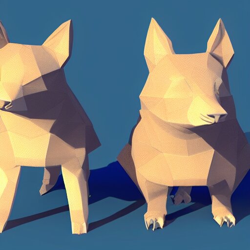 low poly 3 d render of cute animals 