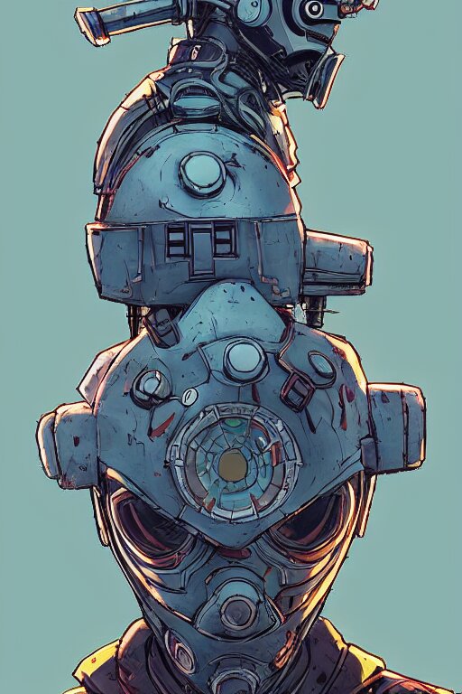 
robot ninja mask helmet bot borderland that looks like it is from Borderlands and by Feng Zhu and Loish and Laurie Greasley, Victo Ngai, Andreas Rocha, John Harris 
