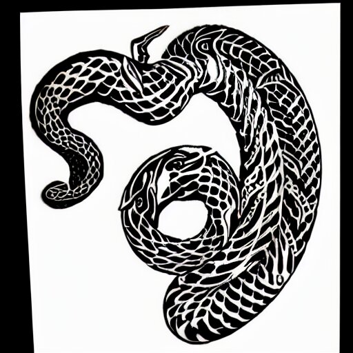 tattoo design, stencil, tattoo stencil, traditional, a cobra with its fangs out surrounded by flowers