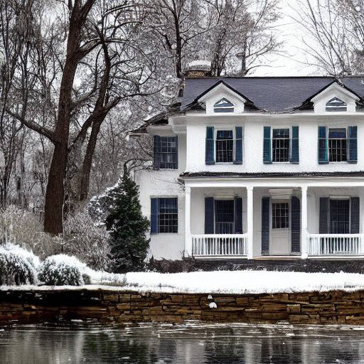 winter colonial house, 