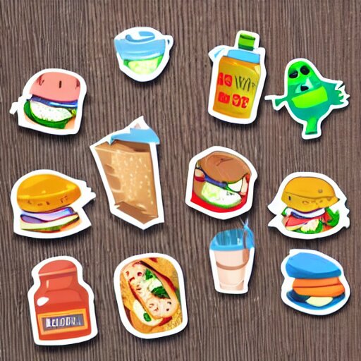 a whatsapp stickers pack of lunch time, cartoon 