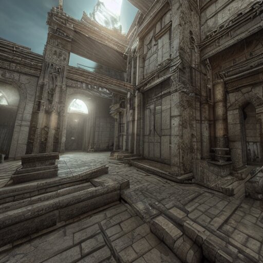 architecture from quake, lovecraftian, liminal space, unreal engine 5, hyper detailed, hyper realistic 