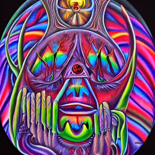 misanthropy, the hate for people, airbrush art, shamanic dmt art, by basuki abdullah 