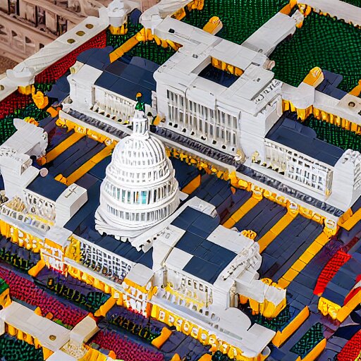 washington dc, capitol building, legos, legoset, vintage, aerial view, double - exposure, 3 d, floodlight, ray tracing reflections 