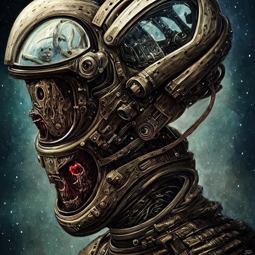 epic professional digital art of tormented astronaut in helmet, painted, intricate, detailed, terror, leesha hannigan, wayne haag, reyna rochin, ignacio fernandez rios, mark ryden, iris van herpen, best on artstation, best on cgsociety, epic, stunning, gorgeous, much wow, cinematic, masterpiece 