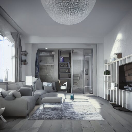 mini house inside clear globe octane render hyperdetailed, 