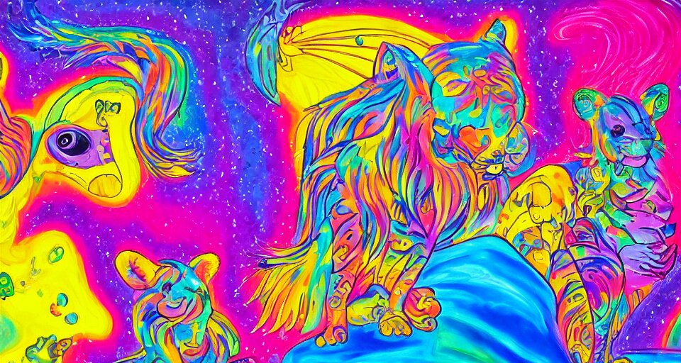 lisa frank painting in the style of bosch 