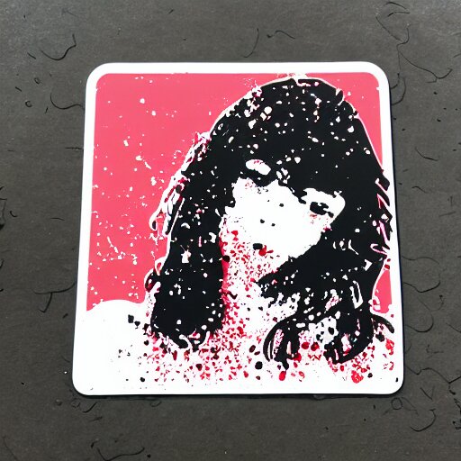 die cut sticker, revolutionary anarchist girl, splatter paint 