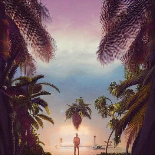 indoor liminal space, golden light, greg rutkowski, palm trees, pink door, minimalistic, hyperrealistic surrealism, award winning masterpiece with incredible details, epic stunning, infinity pool mirrors, a surreal vaporwave liminal space with mirrors, highly detailed, trending on artstation, artgerm and greg rutkowski and alphonse mucha, daily deviation 