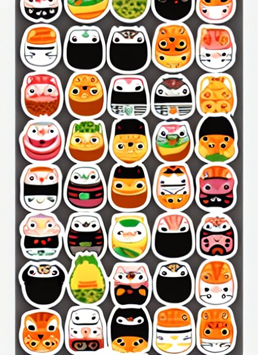 sushi cats sticker sheet 