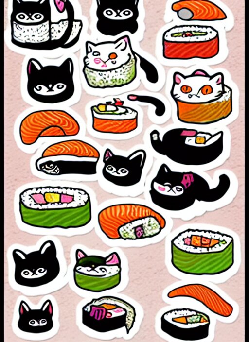 sushi cats sticker sheet 