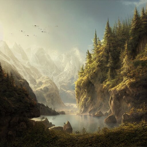 michal karcz cartoon painting of a beautiful landscape. , detailed, elegant, intricate, 4k,