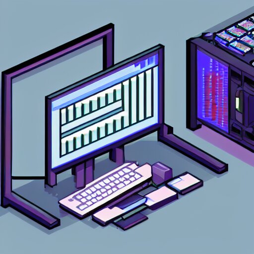 pixel art of programmer in front of his computer station, pixel art, detailed, ideal symmetry, perfect pixel alignment, isometric 8 k, 