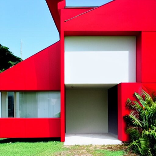 a modern red house in brazil, architecture 