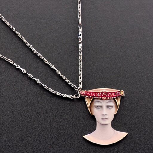 necklace helen of troy on a young beautiful woman neck, hyper realistic, 