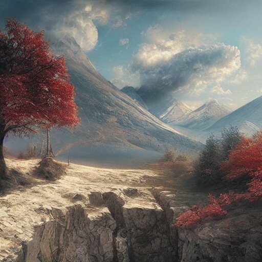 michal karcz cartoon painting of a beautiful landscape. , detailed, elegant, intricate, 4k,