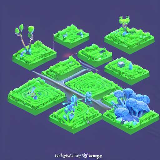 concept art 2 d mobile game asset is an isometric staircase with an organic isometric design based on bioluminescent alien - like plants inspired by the avatar's bioluminescent alien nature. around the stair, we can see plants that glow in the dark. all in isometric perspective and semi - realistic style item is in a black background 