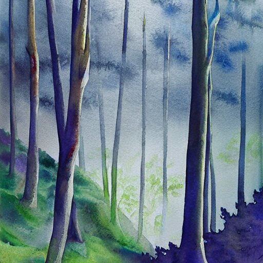 a beautiful watercolor painting of an epic appalachian wilderness at dawn by georgia o'keeffe, wide angle shot, godrays, mystical, deep shadows, epic scale 