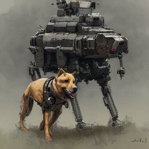 dog type mech art by jakub rozalski 