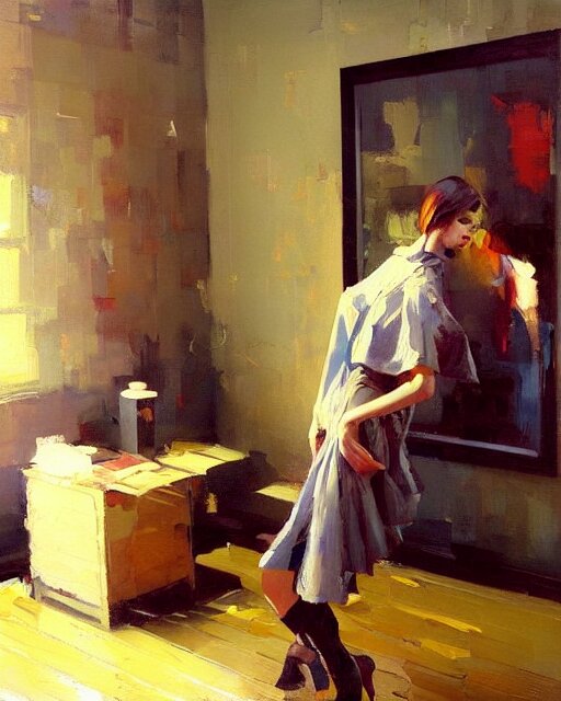 school of life, indoor interesting room, ( impressionistic oil painting by malcom liepke ), alexi zaitsev, craig mullins, melinda matyas, tooth wu, wlop, denis sarazhin, bold brushstrokes, highly detailed, award winning, textured, masterpiece 