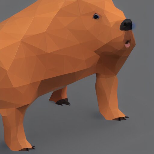 low polygon render of a capybara on a white backround, isometric 3 d, ultra hd 