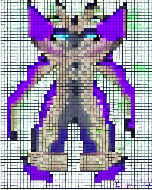 spritesheet pixel art of feline alien main character, isomorphic top down view, transparent