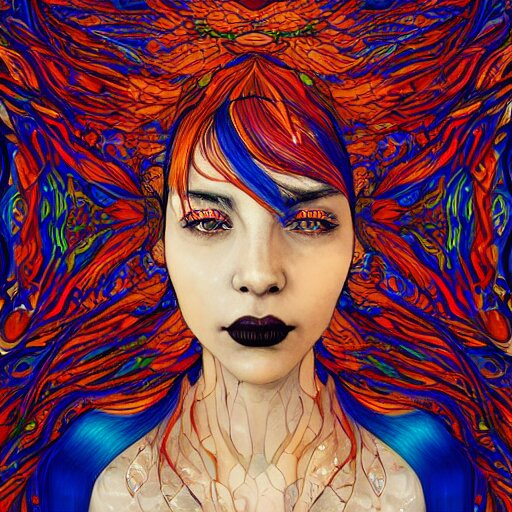 the portrait of a beautiful young woman partially made up of peppers of all colors, an ultrafine detailed illustration by james jean, intricate linework, bright colors, final fantasy, behance contest winner, vanitas, angular, altermodern, unreal engine 5 highly rendered, global illumination, radiant light, detailed and intricate environment 