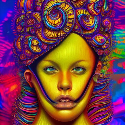 An extremely psychedelic portrait of a banana, surreal, LSD, face, detailed, intricate, elegant, lithe, highly detailed, digital painting, artstation, concept art, smooth, sharp focus, illustration