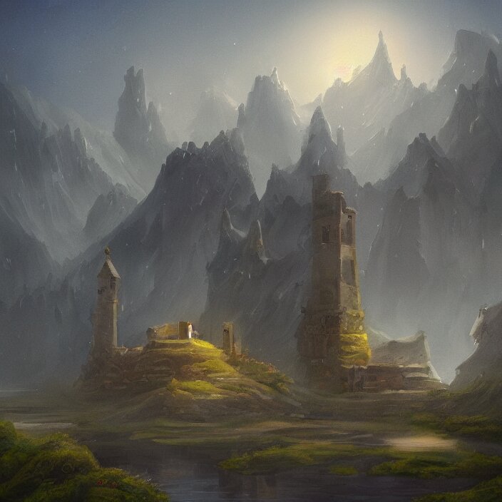 a building in a serene landscape, fantasy art 