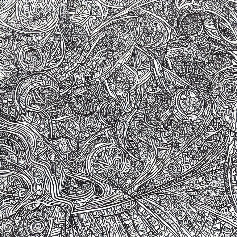 notebook doodle architecture sketch with extremely intricate psychedelic patterns hyper detailed linework pen and paper 