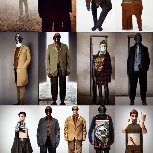 outlive smart casual collection lookbook grid, in the style of grand chamaco and stanley kubrick, inspired by rpg fantasy characters, photorealistic, epic, super technical, cinematic still 