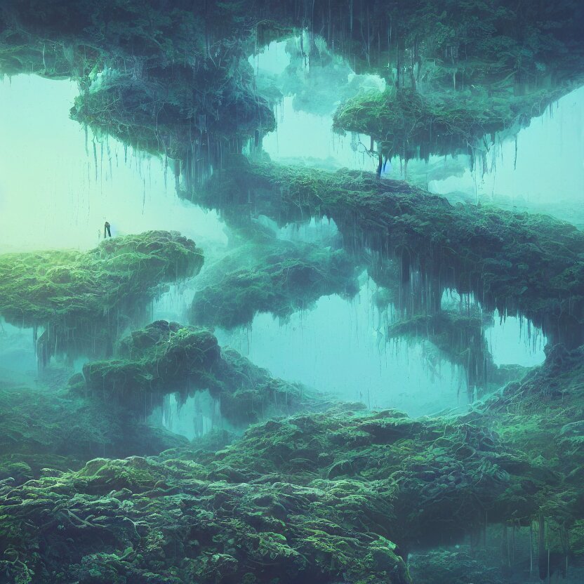 the submerging wisdom in the ecosystem acrylic painting  by Beeple and CGSociety