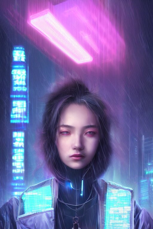 portrait futuristic superb cyberpunk young female Summoner, in futuristic stormy heavy snowy thunder flashing tokyo rooftop cyberpunk night, ssci-fi, fantasy, intricate, very very beautiful, elegant, neon light, highly detailed, digital painting, artstation, concept art, soft light, hdri, smooth, sharp focus, illustration, art by tian zi and craig mullins and WLOP and alphonse mucha