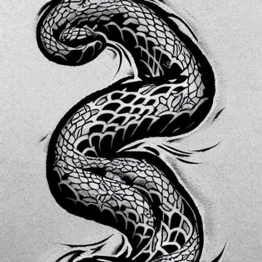 tattoo design, stencil, tattoo stencil, traditional, a snake surrounded by flowers