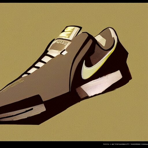 a concept art of nike shoes, by Craig mullins, Steve Purcell, Ralph McQuarrie. Trending on artstation. Centered image, no background