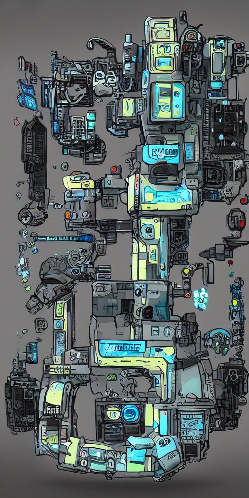 an extremely complex and advanced cyberpunk gameboy, style of Aperture Science