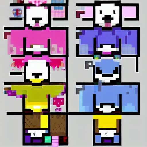 “ pixel art designs of new undertale characters. ” 