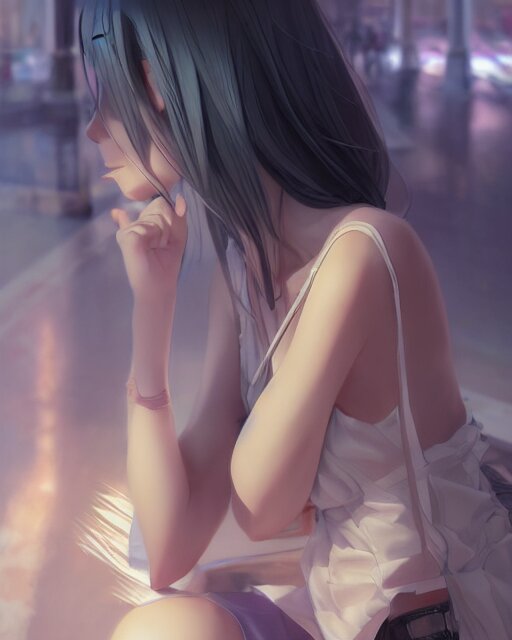 a girl at the mall, very sexy outfit, medium shot, visible face, detailed face, perfectly shaded, atmospheric lighting, by makoto shinkai, stanley artgerm lau, wlop, rossdraws 