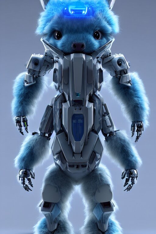 high quality 3 d render sci - fi very cute mecha & fluffy! wombat!! hybrid! fighting, highly detailed, unreal engine cinematic smooth, in the style of blade runner & detective pikachu, hannah yata charlie immer, dark blue neon light, low angle, uhd 8 k, sharp focus 