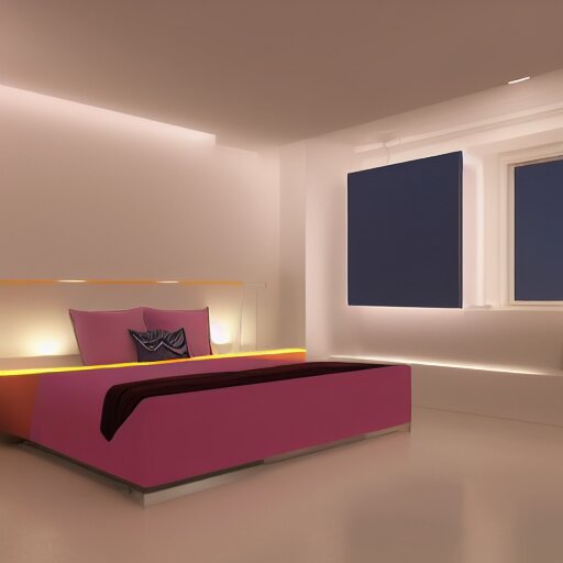 govee led strip lighting in bedroom, scene, colourful, 8 k, unreal engine, realistic, house and home, 