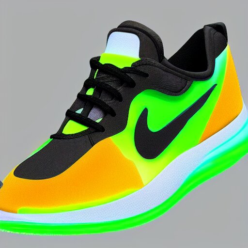 Nike sneakers in a glass with neon colors, high resolution, 8k