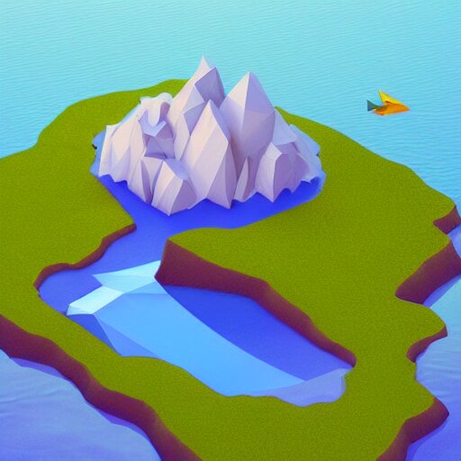 a floating island on an ocean isometric art, low poly art, game art, artstation, 3D render, ultra detailed, cgsociety, unreal engine 5