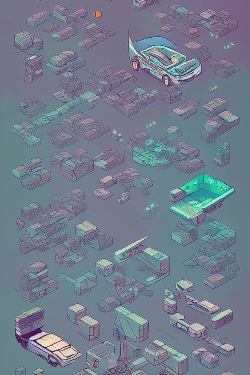 isometric design, sprite sheet, game resources, futuristic van by josan gonzalez 