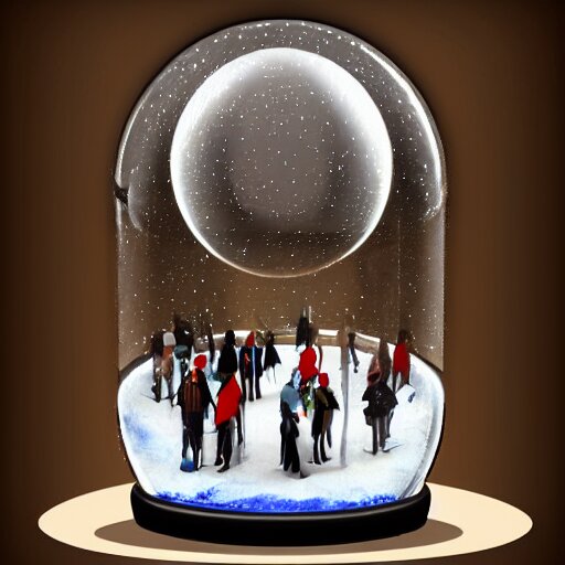 whirling dervishes inside a snow globe on a table, digital art, artstation, highly detailed 