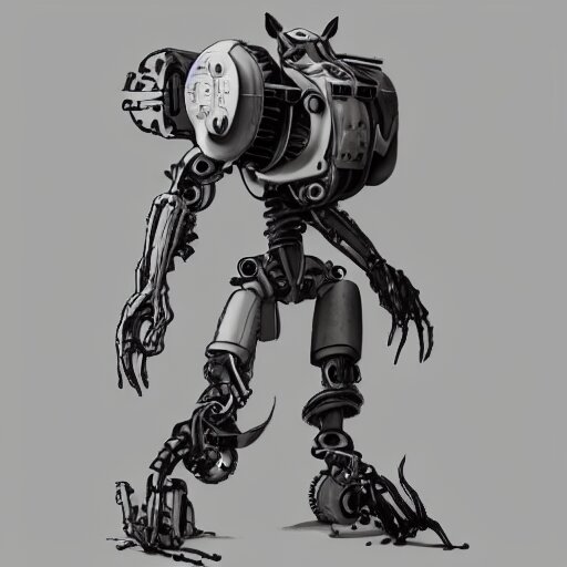 mechanical fox with robo tech, apocalyptic elements, art render, character concept, smooth, sharp detail, pixar style 