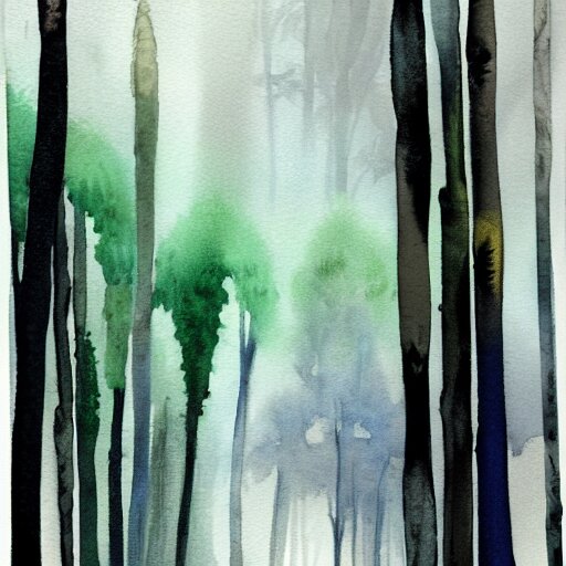 watercolor foggy forrest